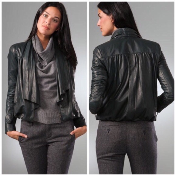 Nwt Diane Von Furstenberg Meringue Leather Jacket 8